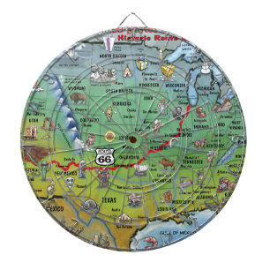 Historische Route 66 Cartoon Karte Dartscheibe