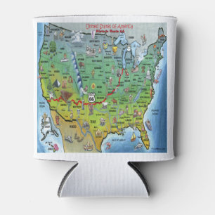 Historische Route 66 Cartoon Karte Dosenkühler