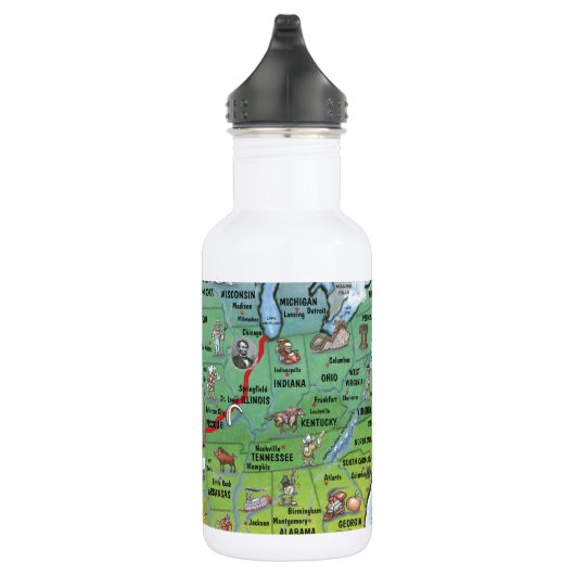 Historische Route 66 Cartoon Karte Edelstahlflasche (Rechts)