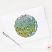 Historische Route 66 Cartoon Karte Runder Aufkleber (Umschlag)