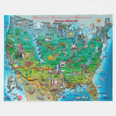 Historische Route 66 Fun Map Fleecedecke (Vorderseite (Horizontal))