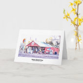 Historische Route 66 General Store Aquarell Karte (Gelbe Blume)