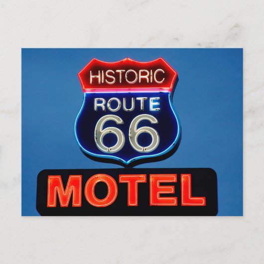 Historische Route 66 Neonschild Foto Postkarte (Vorderseite)