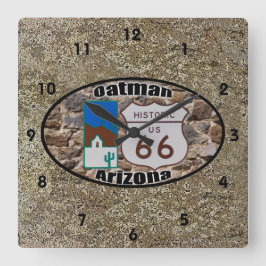 Historische Route 66 ~ Oatman, Arizona Quadratische Wanduhr