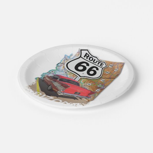 Historische Route 66 Pappteller (Schrägansicht)