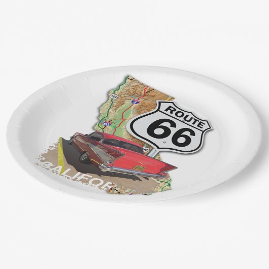 Historische Route 66 Pappteller (Schrägansicht)