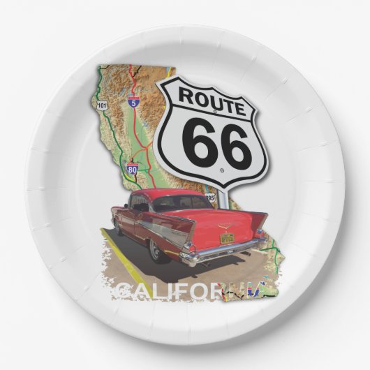 Historische Route 66 Pappteller (Vorderseite)