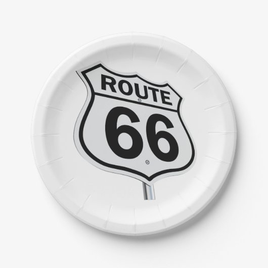 Historische Route 66 Pappteller. Pappteller (Vorderseite)