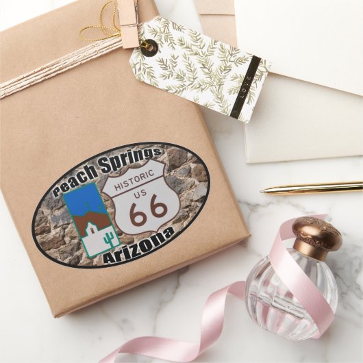 Historische Route 66 Peach Springs Arizona Ovaler Aufkleber (Schenken)