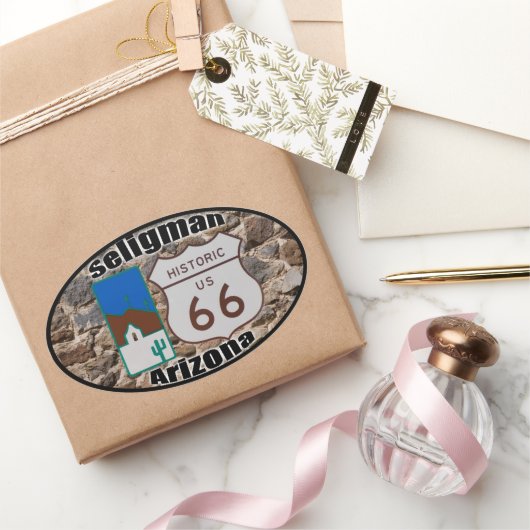 Historische Route 66 Seligman Arizona Ovaler Aufkleber (Schenken)