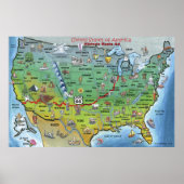 Historische Route 66 USA Cartoon Map Poster (Vorne)