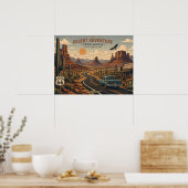 Historische Route 66 Wüstenabenteuer Poster (Küche)