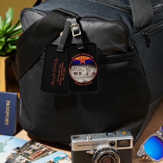 Historische Route 66 Zielort Winslow Arizona Gepäckanhänger (Vorderseite & Rückseite)