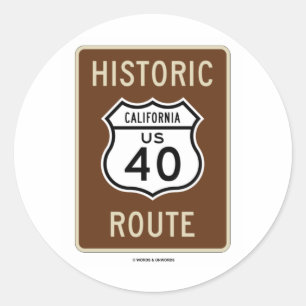 Historische Route US Highway Route 40 (Kalifornien Runder Aufkleber