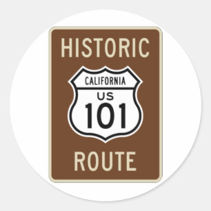 Historische Route US Route 101 (Kalifornien) Schil Runder Aufkleber