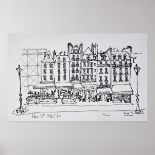 Historische Rue St. Martin, Paris, Frankreich Poster