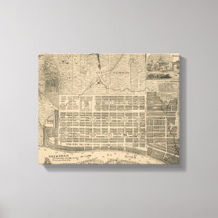 Historische Savannah-Karte Wohndekoration Wrapped Leinwanddruck