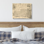 Historische Savannah Map Wohngestaltung Wrapped Ca Leinwanddruck (Insitu (Schlafzimmer))