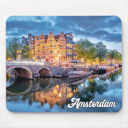 Historische Stadt Amsterdam, Niederlande Mousepad (Vorne)