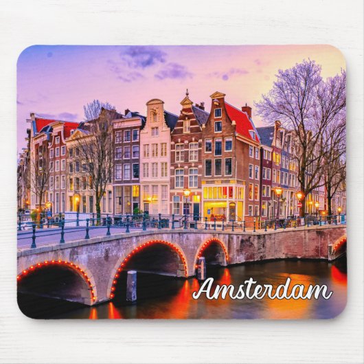 Historische Stadt Amsterdam, Niederlande Mousepad (Vorne)