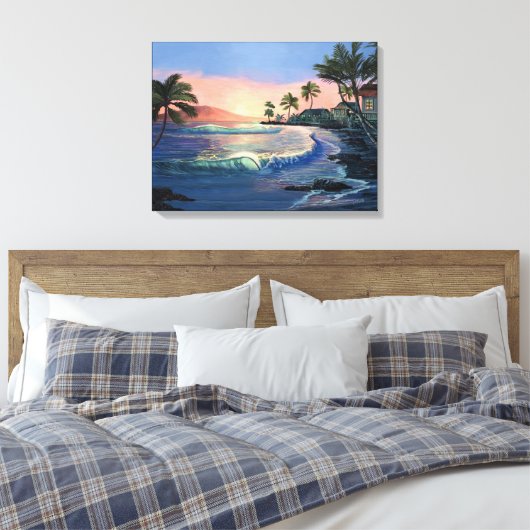 Historische Stadt Lahaina Canvas Print Leinwanddruck (Insitu (Schlafzimmer))