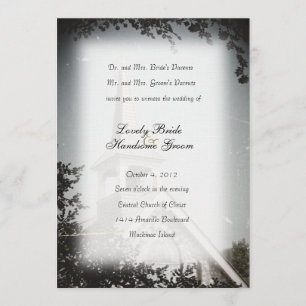Historische Steinkirche Mackinac Hochzeitseinladun Einladung