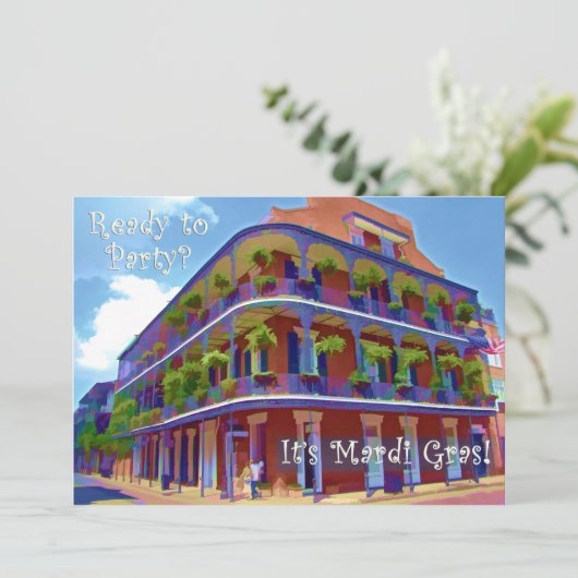 Historische Straße Karneval-New Orleans Einladung (Stehend Vorderseite)