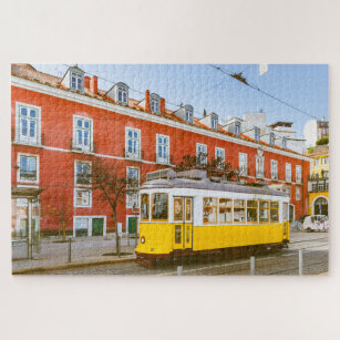 Historische Straßenbahn-Gebäude Lissabon Portugal  Puzzle
