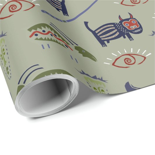 Historische Symbole Abstraktes Muster Geschenkpapier (Rolleneckpunkt)