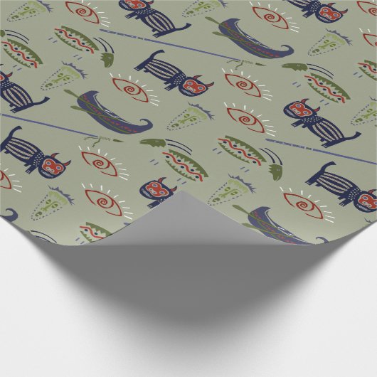 Historische Symbole Abstraktes Muster Geschenkpapier (Ecke)