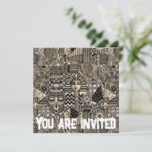 Historische Symbole Tattoo-Style Einladung (Stehend Vorderseite)