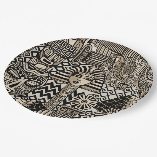 Historische Symbole Tattoo-Style Pappteller (Schrägansicht)