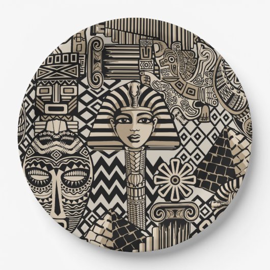 Historische Symbole Tattoo-Style Pappteller (Vorderseite)