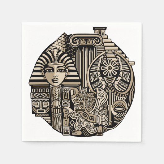 Historische Symbole Tattoo-Style Serviette (Vorderseite)