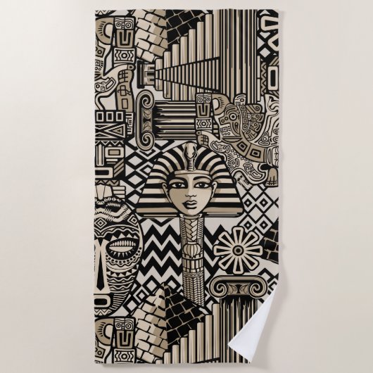 Historische Symbole Tattoo-Style Strandtuch (Vorderseite)