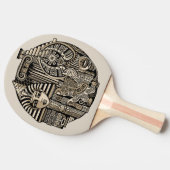 Historische Symbole Tattoo-Style Tischtennis Schläger (Seitenansicht)