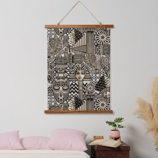 Historische Symbole Tattoo-Style Wandteppich Mit Holzrahmen (Schlafzimmer)