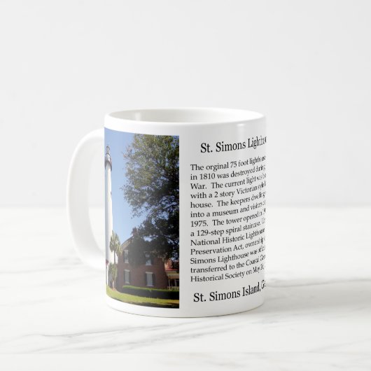 Historische Tasse St. Simons Lighthouse (Vorderseite Links)