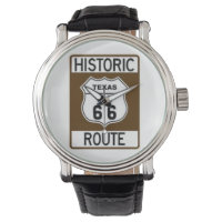 Historische Texas Route 66 Black Leather Watch