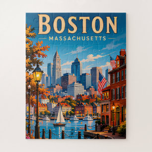Historische Uferpromenade und Skyline von Boston Puzzle