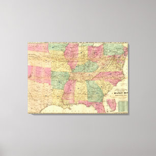 Historische und militärische Karte der USA Leinwanddruck