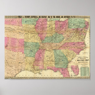 Historische und militärische Karte der USA Poster