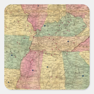 Historische und militärische Karte der USA Quadratischer Aufkleber