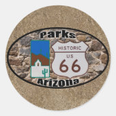 Historische US-Route 66 Parks Arizona Runder Aufkleber (Vorderseite)