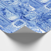 Historische Vintage Blaue und Weiße Japonaiserie Geschenkpapier (Ecke)