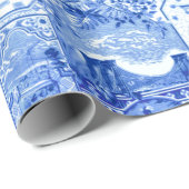 Historische Vintage Blaue und Weiße Japonaiserie Geschenkpapier (Rolleneckpunkt)