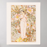 Historische Vintage Blume Nouveau Fairy