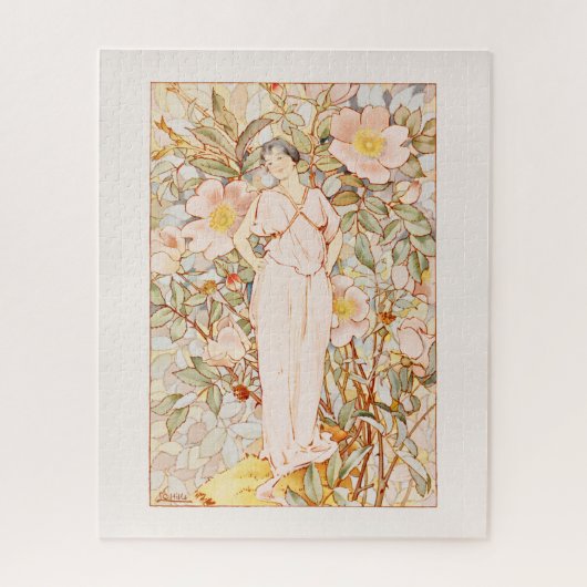 Historische Vintage Blume Nouveau Fairy Puzzle (Vertikal)