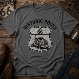 Historische Vintage-Route 66 Trucking-Amerikanisch T-Shirt