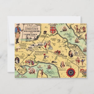 Historische Williamsburg-Karte Postkarte